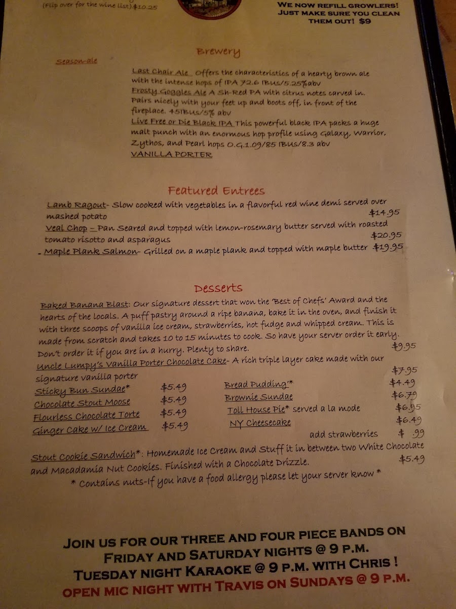 Woodstock Inn Brewery Menu - Image 4